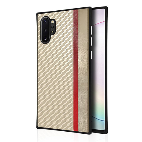 Funda Silicona Goma de Cuero Carcasa H03 para Samsung Galaxy Note 10 Plus 5G Oro