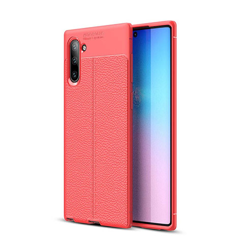 Funda Silicona Goma de Cuero Carcasa H03 para Samsung Galaxy Note 10 Rojo