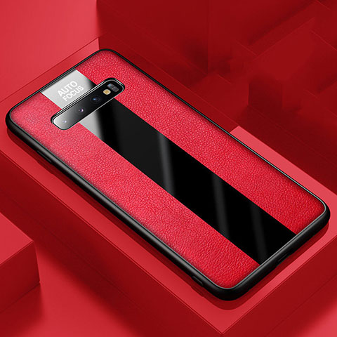 Funda Silicona Goma de Cuero Carcasa H03 para Samsung Galaxy S10 5G Rojo