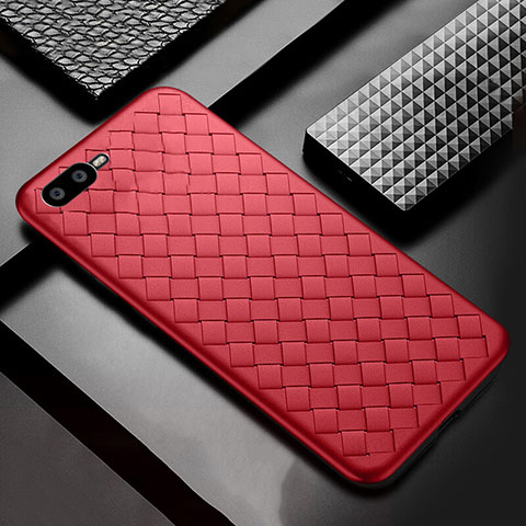 Funda Silicona Goma de Cuero Carcasa H04 para Oppo K1 Rojo