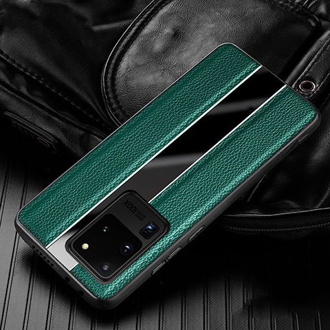 Funda Silicona Goma de Cuero Carcasa H04 para Samsung Galaxy S20 Ultra Verde