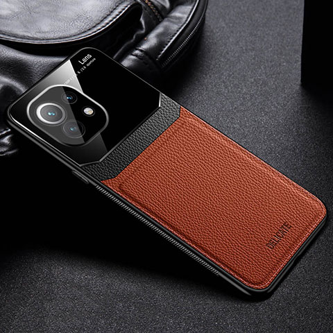 Funda Silicona Goma de Cuero Carcasa H04 para Xiaomi Mi 11 Lite 4G Marron