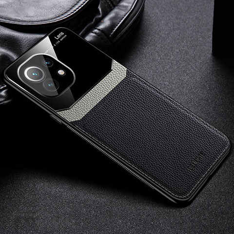 Funda Silicona Goma de Cuero Carcasa H04 para Xiaomi Mi 11 Lite 4G Negro