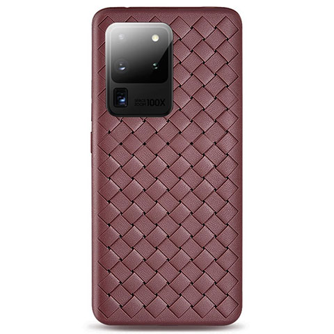 Funda Silicona Goma de Cuero Carcasa H05 para Samsung Galaxy S20 Ultra Marron