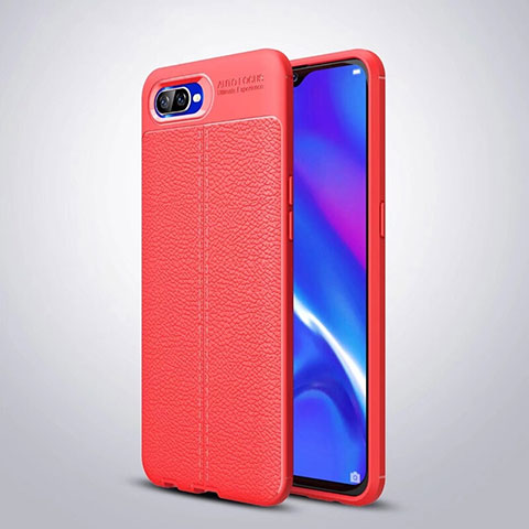 Funda Silicona Goma de Cuero Carcasa H06 para Oppo R17 Neo Rojo