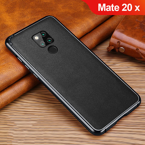 Funda Silicona Goma de Cuero Carcasa para Huawei Mate 20 X 5G Negro