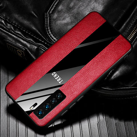 Funda Silicona Goma de Cuero Carcasa para Huawei Nova 7 SE 5G Rojo