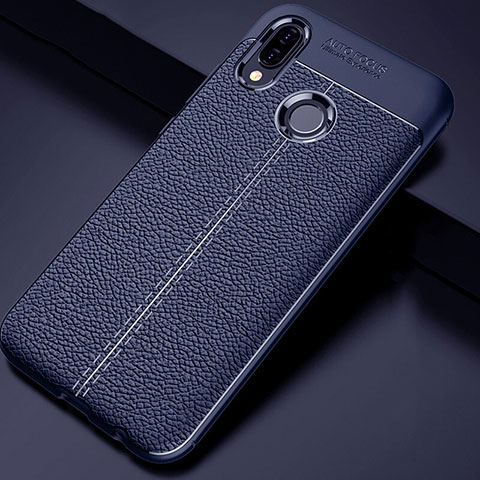 Funda Silicona Goma de Cuero Carcasa para Huawei P Smart+ Plus Azul