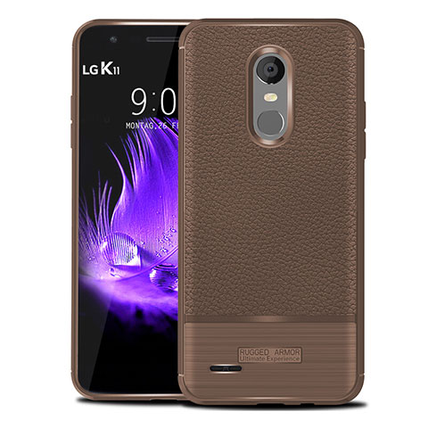 Funda Silicona Goma de Cuero Carcasa para LG K11 Marron