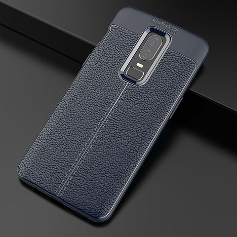 Funda Silicona Goma de Cuero Carcasa para OnePlus 6 Azul