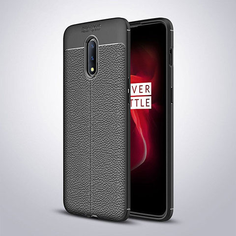 Funda Silicona Goma de Cuero Carcasa para OnePlus 7 Negro