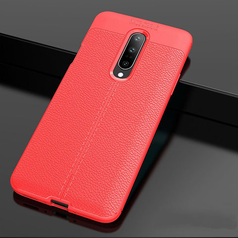 Funda Silicona Goma de Cuero Carcasa para OnePlus 7 Pro Rojo