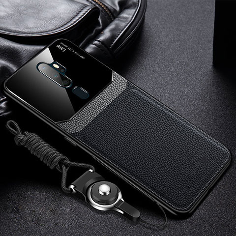 Funda Silicona Goma de Cuero Carcasa para Oppo A11 Negro