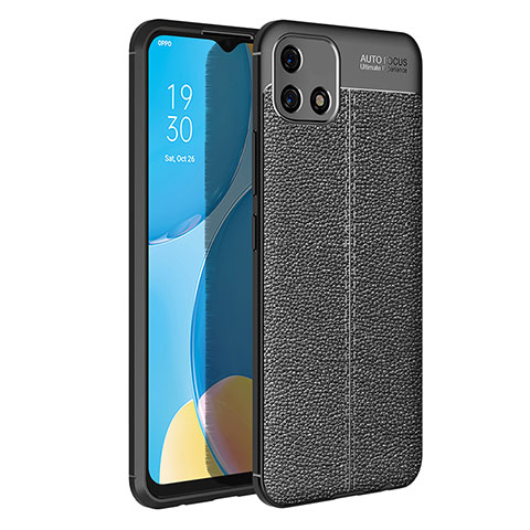 Funda Silicona Goma de Cuero Carcasa para Oppo A16e Negro