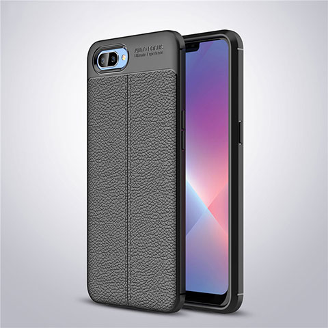 Funda Silicona Goma de Cuero Carcasa para Oppo A5 Negro