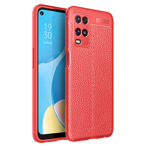 Funda Silicona Goma de Cuero Carcasa para Oppo A54 4G Rojo