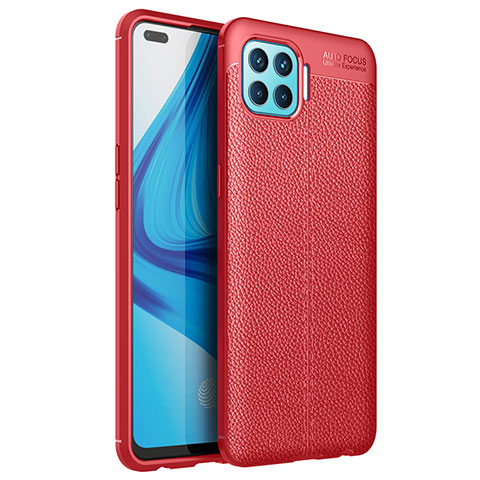 Funda Silicona Goma de Cuero Carcasa para Oppo A93 Rojo