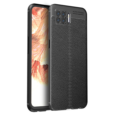 Funda Silicona Goma de Cuero Carcasa para Oppo F17 Negro