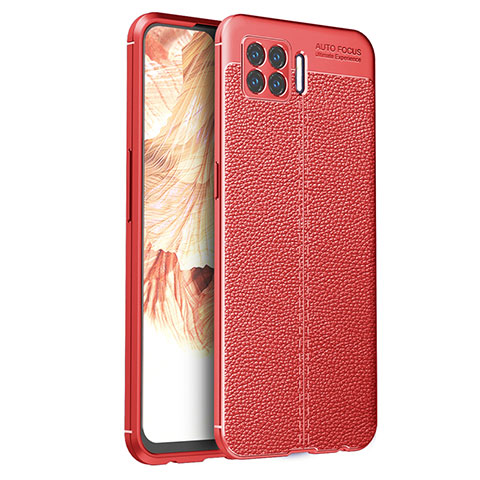 Funda Silicona Goma de Cuero Carcasa para Oppo F17 Rojo