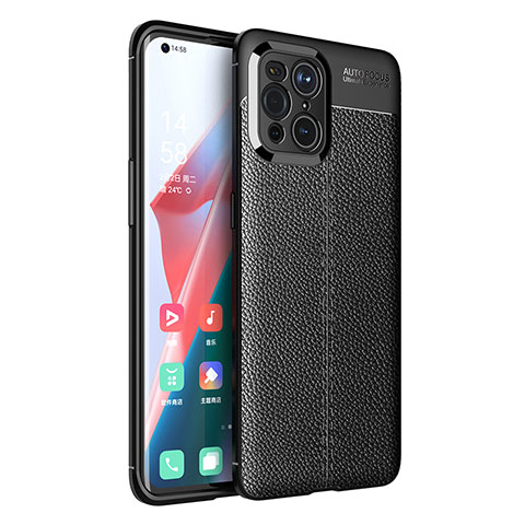 Funda Silicona Goma de Cuero Carcasa para Oppo Find X3 5G Negro