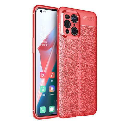 Funda Silicona Goma de Cuero Carcasa para Oppo Find X3 5G Rojo