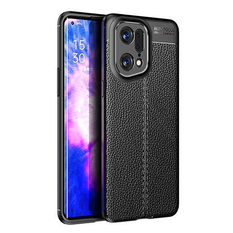 Funda Silicona Goma de Cuero Carcasa para Oppo Find X5 Pro 5G Negro