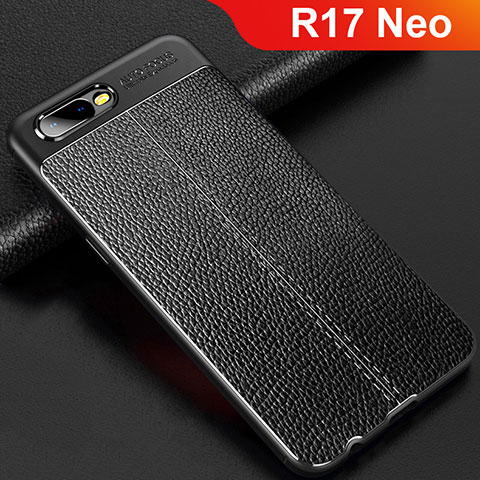 Funda Silicona Goma de Cuero Carcasa para Oppo R17 Neo Negro