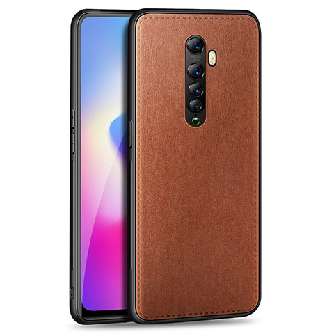 Funda Silicona Goma de Cuero Carcasa para Oppo Reno2 Marron