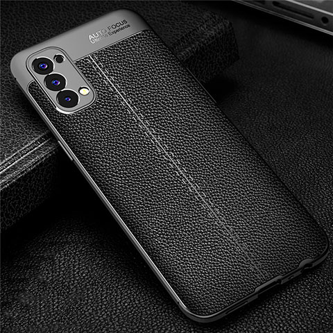 Funda Silicona Goma de Cuero Carcasa para Oppo Reno4 4G Negro