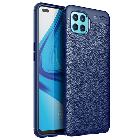 Funda Silicona Goma de Cuero Carcasa para Oppo Reno4 F Azul