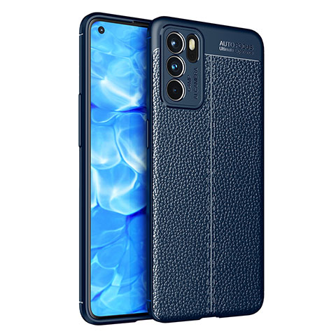 Funda Silicona Goma de Cuero Carcasa para Oppo Reno6 5G Azul