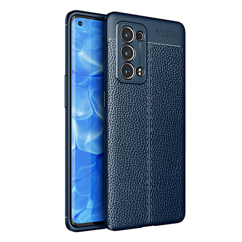 Funda Silicona Goma de Cuero Carcasa para Oppo Reno6 Pro 5G Azul