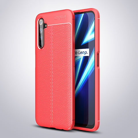 Funda Silicona Goma de Cuero Carcasa para Realme 6 Pro Rojo