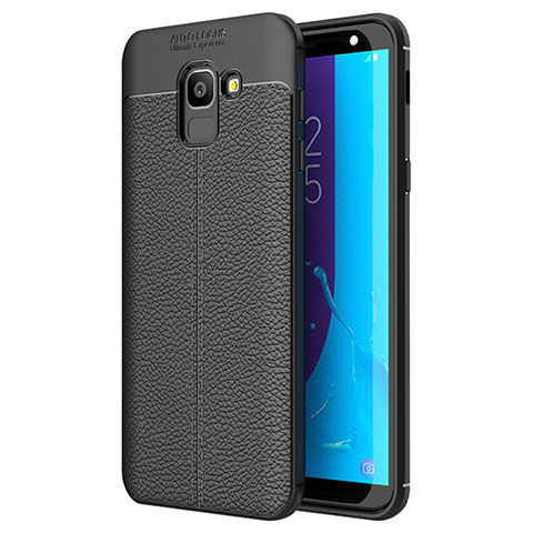 Funda Silicona Goma de Cuero Carcasa para Samsung Galaxy J6 (2018) J600F Negro