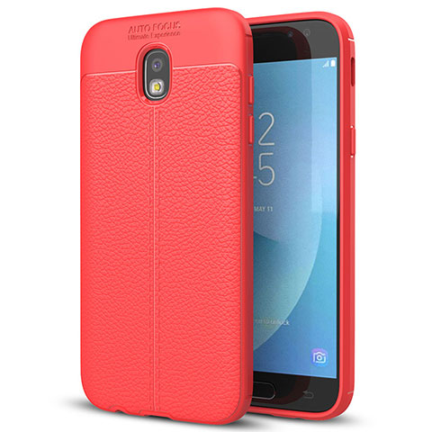 Funda Silicona Goma de Cuero Carcasa para Samsung Galaxy J7 (2017) SM-J730F Rojo