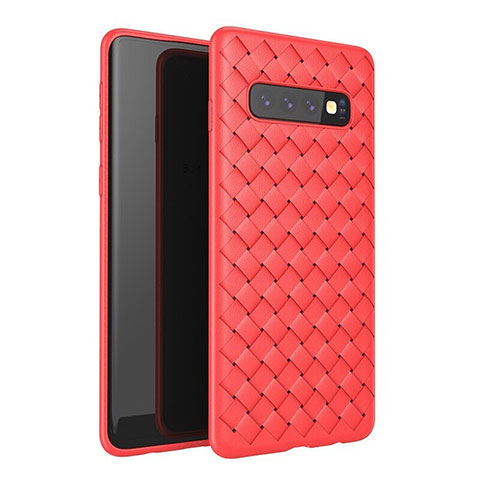 Funda Silicona Goma de Cuero Carcasa para Samsung Galaxy S10 Plus Rojo