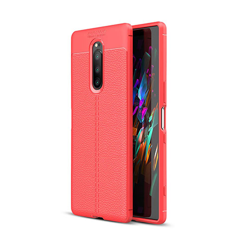 Funda Silicona Goma de Cuero Carcasa para Sony Xperia 1 Rojo