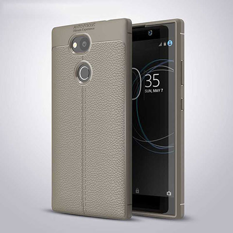 Funda Silicona Goma de Cuero Carcasa para Sony Xperia L2 Gris