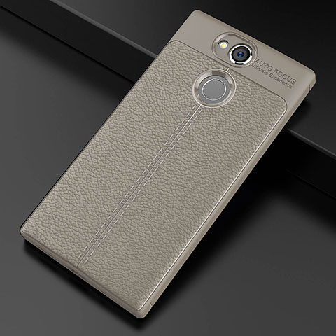 Funda Silicona Goma de Cuero Carcasa para Sony Xperia XA2 Gris