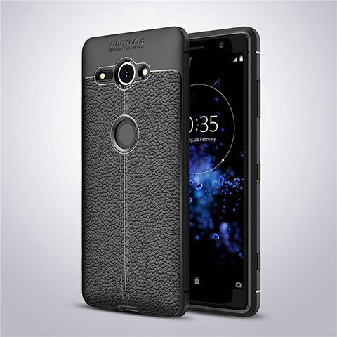 Funda Silicona Goma de Cuero Carcasa para Sony Xperia XZ2 Compact Negro