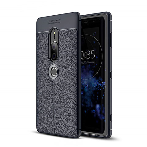 Funda Silicona Goma de Cuero Carcasa para Sony Xperia XZ2 Premium Azul