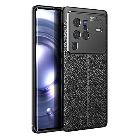 Funda Silicona Goma de Cuero Carcasa para Vivo X80 Pro 5G Negro