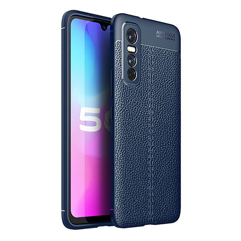 Funda Silicona Goma de Cuero Carcasa para Vivo Y73s 5G Azul