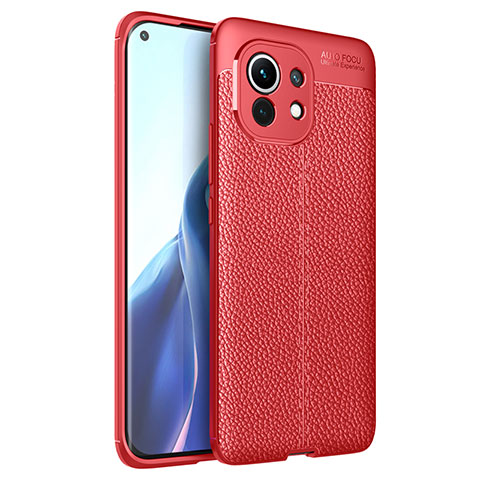 Funda Silicona Goma de Cuero Carcasa para Xiaomi Mi 11 Lite 5G NE Rojo