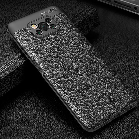 Funda Silicona Goma de Cuero Carcasa para Xiaomi Poco X3 Pro Negro