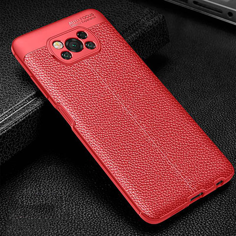 Funda Silicona Goma de Cuero Carcasa para Xiaomi Poco X3 Rojo