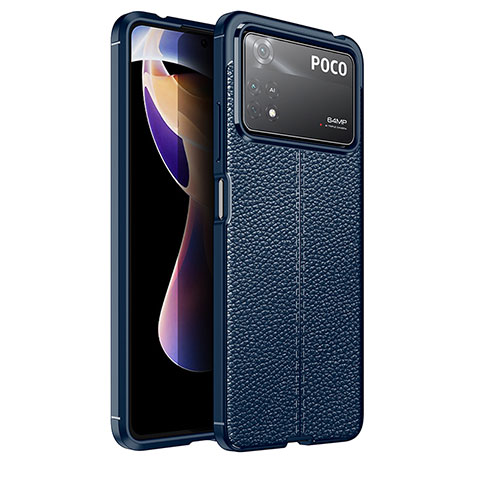 Funda Silicona Goma de Cuero Carcasa para Xiaomi Poco X4 Pro 5G Azul