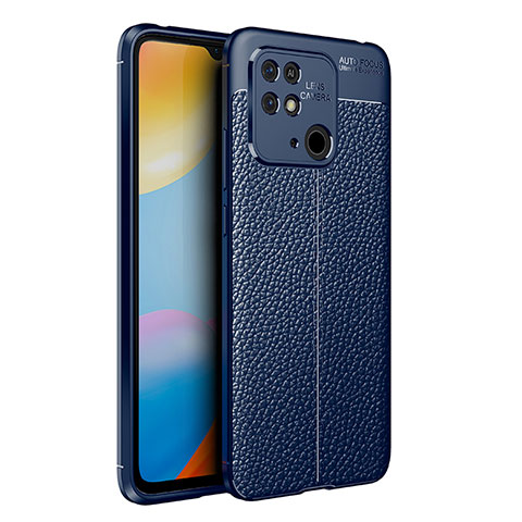 Funda Silicona Goma de Cuero Carcasa para Xiaomi Redmi 10 India Azul