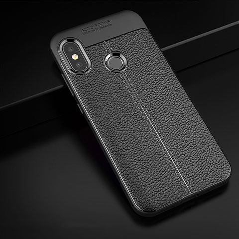 Funda Silicona Goma de Cuero Carcasa para Xiaomi Redmi 6 Pro Negro