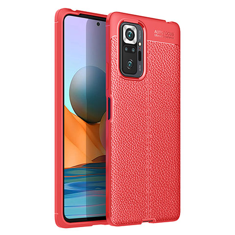 Funda Silicona Goma de Cuero Carcasa para Xiaomi Redmi Note 10 Pro 4G Rojo